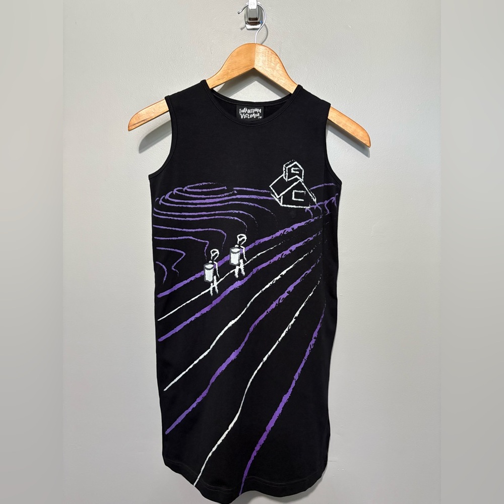 Infantium Victoria Girl’s Black Graphic Sleeveless Dress US Size 8-10 LIKE NEW!!